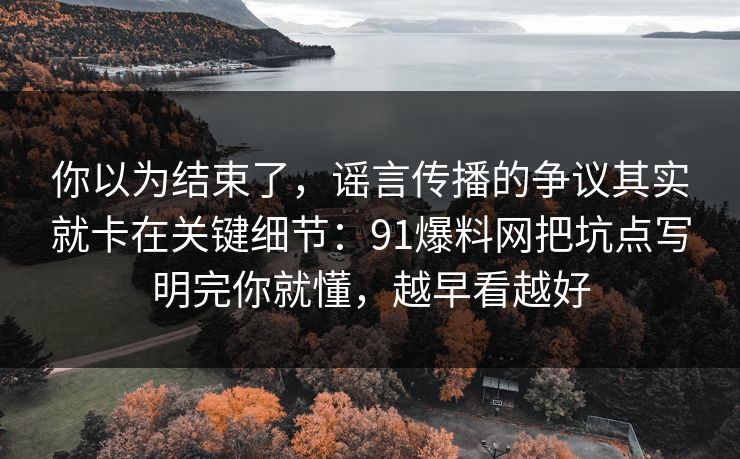 你以为结束了，谣言传播的争议其实就卡在关键细节：91爆料网把坑点写明完你就懂，越早看越好